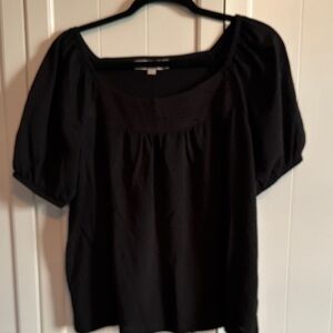 LOFT Black Puff Sleeve Blouse
